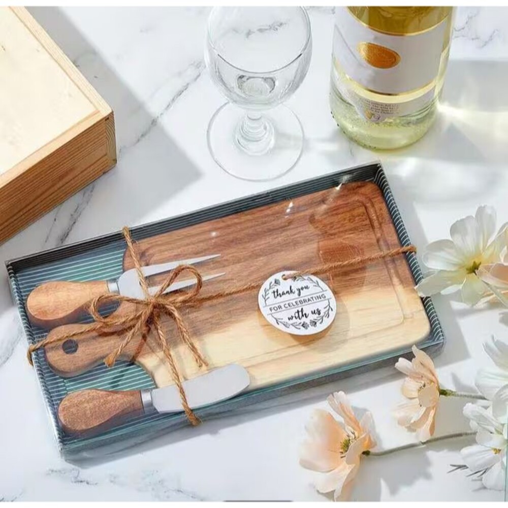 Personalized Bamboo Cheese Board Set – Engraved Charcuterie Board with Utensils